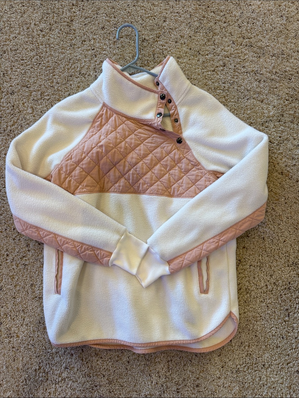 Abercrombie & Fitch Cream Jacket with Dusty Pink Trim